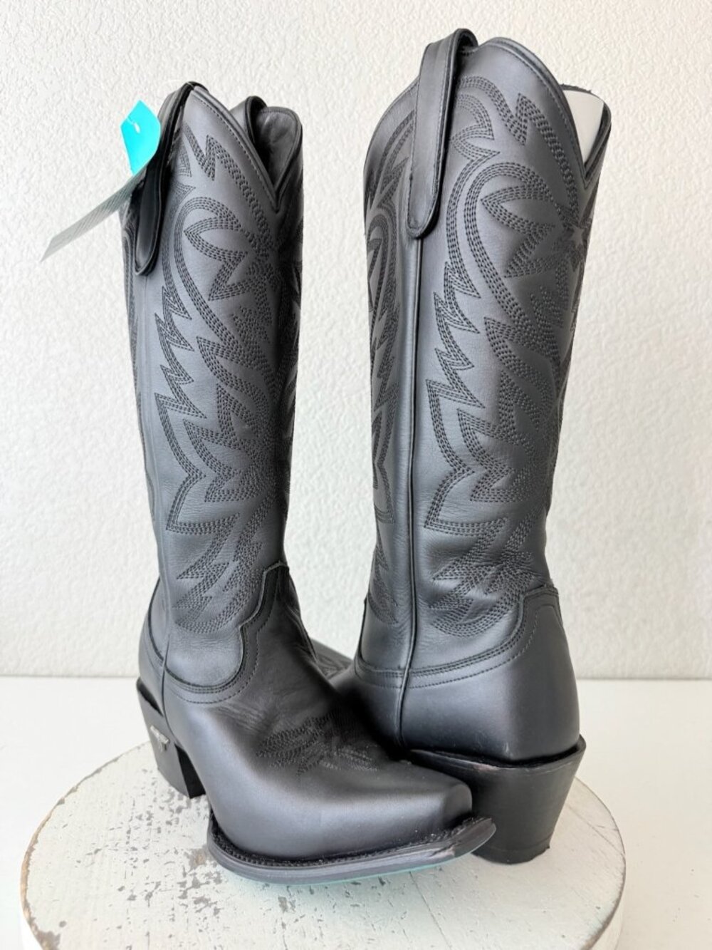 Lane SMOKESHOW Black Cowboy Boots Western Womens Size 7 Mid Calf Tall Snip Toe